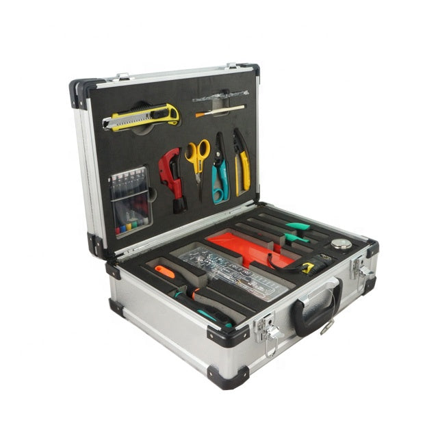 TEKCN HSV-201 FTTH Fiber Optic Tool Kit – 18-Piece Professional Splicing Tool Set