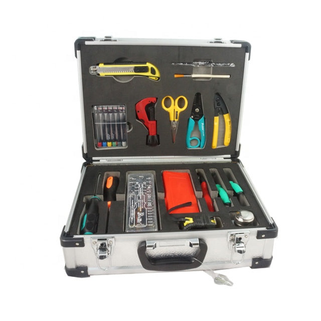 TEKCN HSV-201 FTTH Fiber Optic Tool Kit – 18-Piece Professional Splicing Tool Set