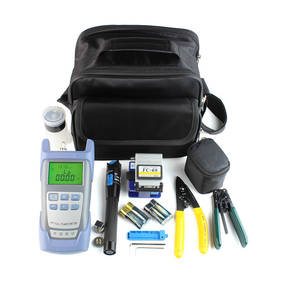 TEKCN 13-Piece FTTH Fiber Optic Tool Kit – Fiber Cleaver, Power Meter, 1mW 5km VFL & Wire Stripper